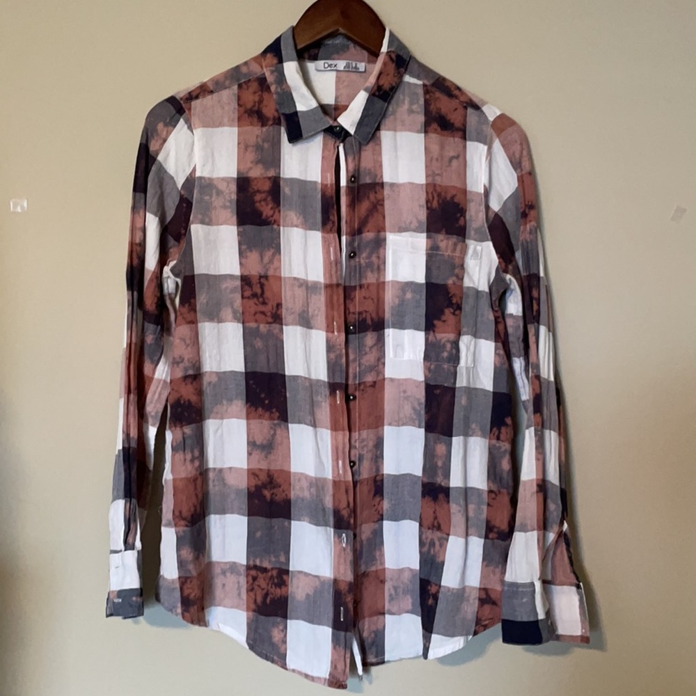 Dex printed cotton tie dye button down shirt